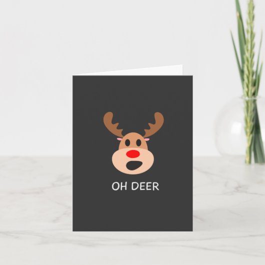 Oh Deer Rudolph Reindeer Grappig Kerstontwerp Feestdagen Kaart (Voorkant)