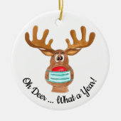 Oh Deer... Rudolph the Face Mask Reindeer Keramisch Ornament (Voorkant)