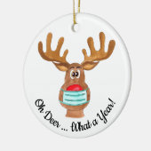 Oh Deer... Rudolph the Face Mask Reindeer Keramisch Ornament (Links)