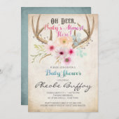 Oh Deer Rustic Baby shower Uitnodiging (Voorkant / Achterkant)