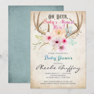 Oh Deer Rustic Baby shower Uitnodiging