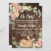 Oh Deer Rustic Boho Floral Baby shower Kaart (Voorkant / Achterkant)