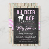 Oh Deer! Rustic Girl Baby shower Uitnodiging (Voorkant / Achterkant)