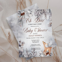 Oh Deer Rustic Winter Floral Baby shower