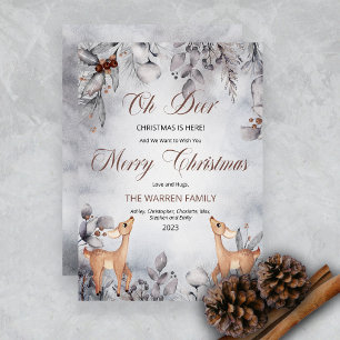Oh Deer Rustic Winter Floral Merry kerst Holid Feestdagenkaart