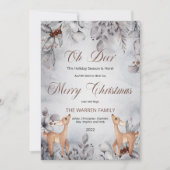 Oh Deer Rustic Winter Floral Merry Kerstmis Feestdagenkaart (Voorkant)
