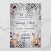 Oh Deer Rustic Winter Floral Merry Kerstmis Folie Uitnodiging (Voorkant)