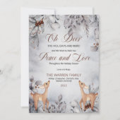Oh Deer Rustic Winter Floral Peace and Love Feestdagenkaart (Voorkant)