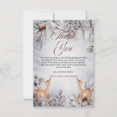 Oh Deer Rustic Winter Floral Twins Baby shower Bedankkaart (Voorkant)