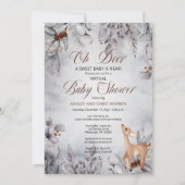 Oh Deer Rustic Winter Floral Virtueel Baby shower  Kaart (Voorkant)