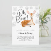 Oh Deer Rustic Winter Gender Neutral Baby shower Kaart (Staand voorkant)