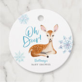 Oh Deer rustieke Winter Woodland Baby shower Bedankjes Labels (Voorkant)