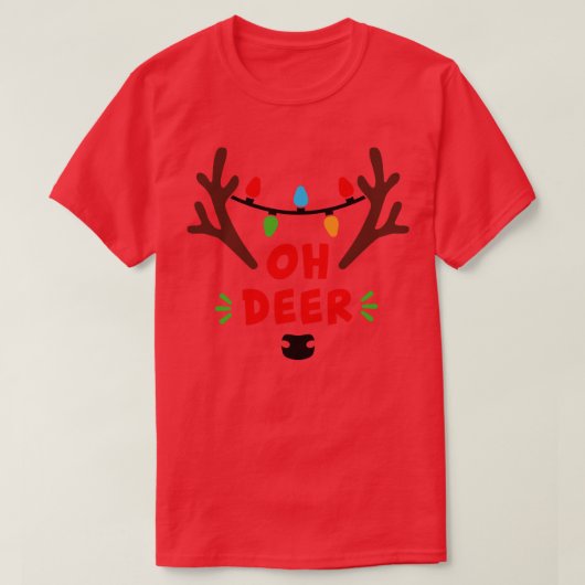 Oh Deer Schattige Grappig Bijpassend Kerstcadeau v T-shirt (Design voorkant)