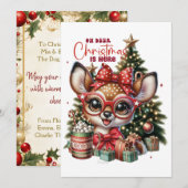 Oh Deer Schattige Rendier Vakantie Kerst Kaart (Voorkant / Achterkant)