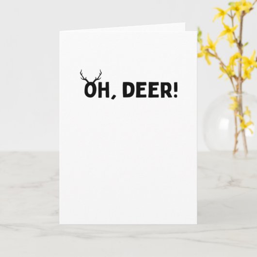 Oh Deer Simple Aesthetic Folded Greeting Card Kaart (Gele Bloem)