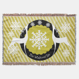 Oh Deer Striped Holiday Throw Deken