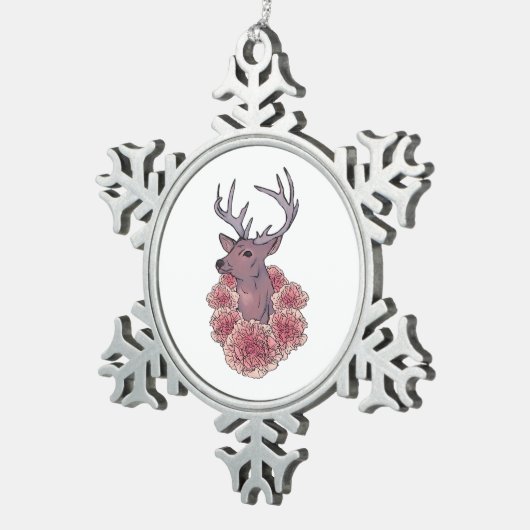 Oh Deer Trendy Minimal Aesthetic Tin Sneeuwvlok Ornament (Rechts)