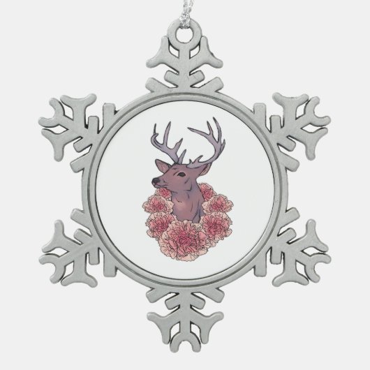 Oh Deer Trendy Minimal Aesthetic Tin Sneeuwvlok Ornament (Voorkant)