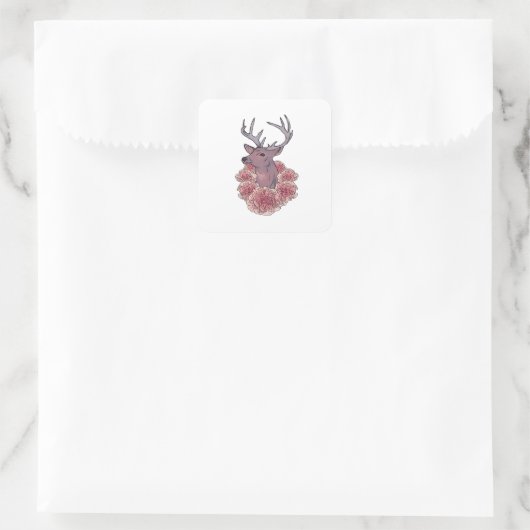 Oh Deer Trendy Minimal Aesthetic  Vierkante Sticker (Tas)