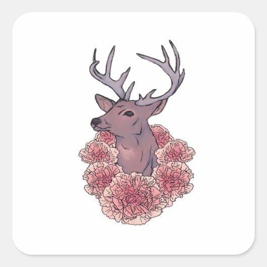 Oh Deer Trendy Minimal Aesthetic  Vierkante Sticker (Voorkant)