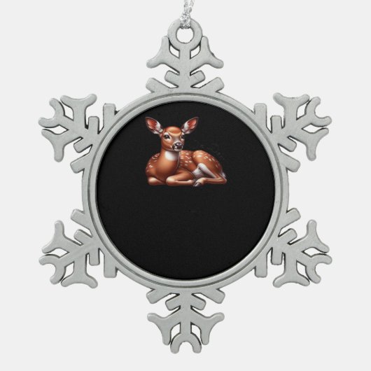 Oh Deer Trendy Modern Aesthetic  Tin Sneeuwvlok Ornament (Voorkant)