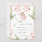 Oh Deer Tulips Pink Baby Shower Kaart (Voorkant)