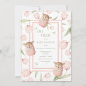 Oh Deer Tulp Rode Baby Shower Uitnodiging (Voorkant)