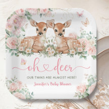 Oh Deer Twin Girls Baby Shower Pink