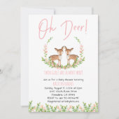 Oh Deer Twin Meisjes Baby shower Kaart (Voorkant)