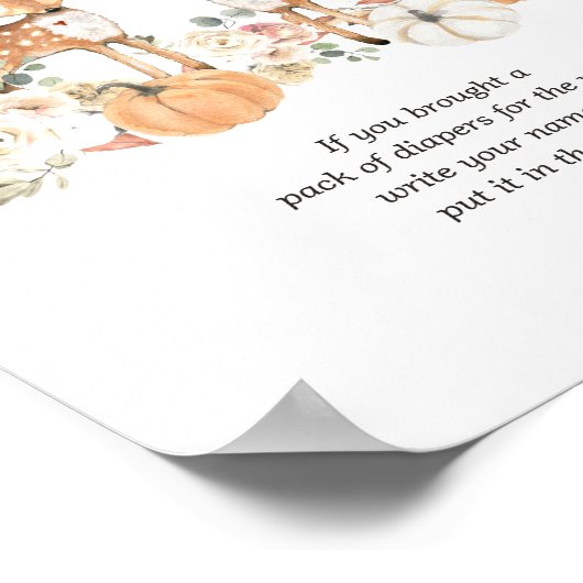 Oh Deer Twins Luier Raffle Sign Poster (Hoek)