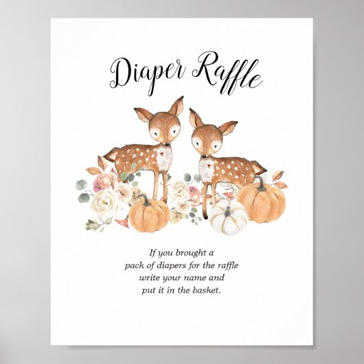 Oh Deer Twins Luier Raffle Sign Poster (Voorkant)