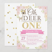 Oh Deer! Uitnodiging eerste verjaardag (Voorkant / Achterkant)