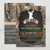 Oh Deer Verjaardag Uitnodiging - Boy (Voorkant / Achterkant)