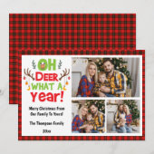 Oh Deer Wat een jaar 2025 3 Familie Foto's Kerstmi Feestdagenkaart (Voorkant / Achterkant)