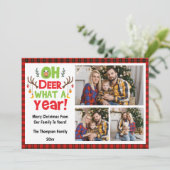 Oh Deer Wat een jaar 2025 3 Familie Foto's Kerstmi Feestdagenkaart (Staand voorkant)