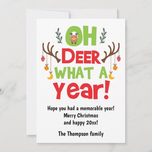Oh Deer Wat een jaar 2025 Rendier Kerstmis Feestdagenkaart (Voorkant)