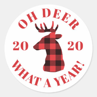 Oh Deer wat een jaar Buffalo Pset 2020 Feestdagen Ronde Sticker