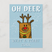 Oh Deer wat een jaar Cartoon Deer Drawing Holiday  Feestdagenkaart (Voorkant)