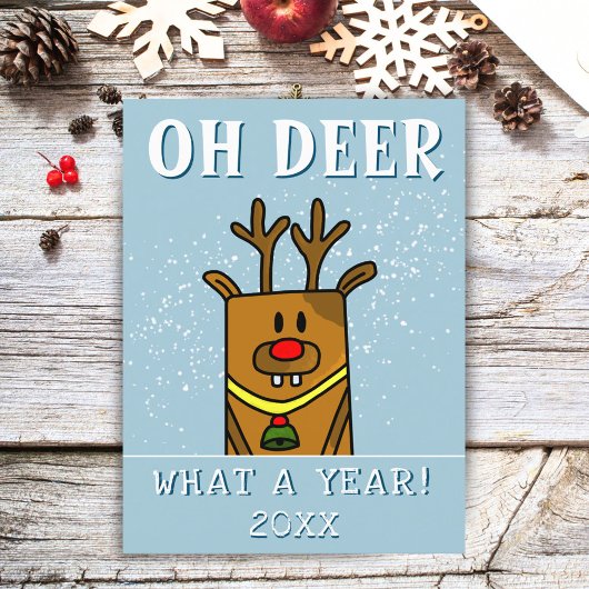 Oh Deer wat een jaar Cartoon Deer Drawing Holiday  Feestdagenkaart