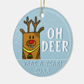 Oh Deer wat een jaar Cartoon Deer Drawing Keramisch Ornament (Links)