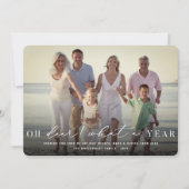 Oh Deer wat een jaar eenvoudige Typografie Moderne Feestdagenkaart (Voorkant)