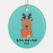Oh Deer, wat een jaar, grappig 2020 kerstboomkroon Keramisch Ornament (Links)