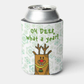 Oh Deer wat een jaar grappige tekening Snowflake Blikjeskoeler (Blikje Achterkant)