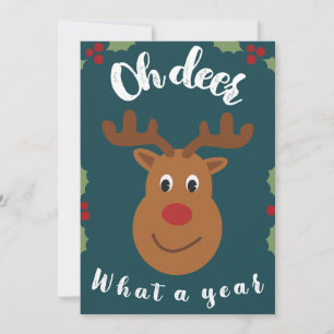 Oh Deer wat een jaar kerstdierlijk niet-foto Feestdagenkaart
