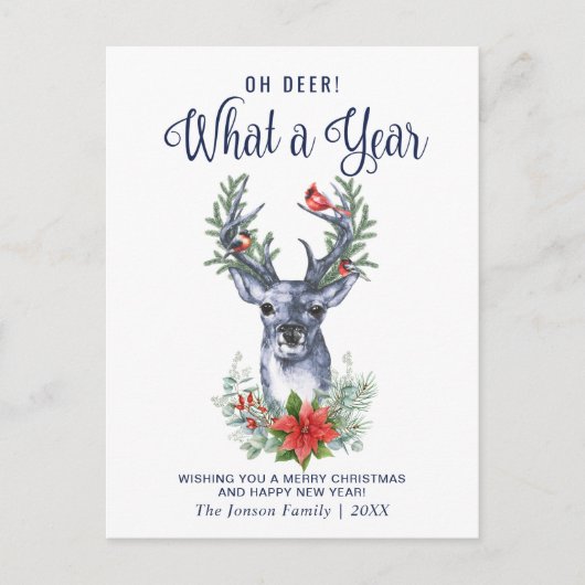 Oh Deer wat een jaar kerstfeestelijke groet Briefkaart (Voorkant)