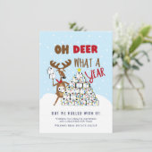 Oh Deer wat een jaar kerstgezelschap Feestdagenkaart (Staand voorkant)