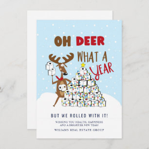 Oh Deer wat een jaar kerstgezelschap Feestdagenkaart