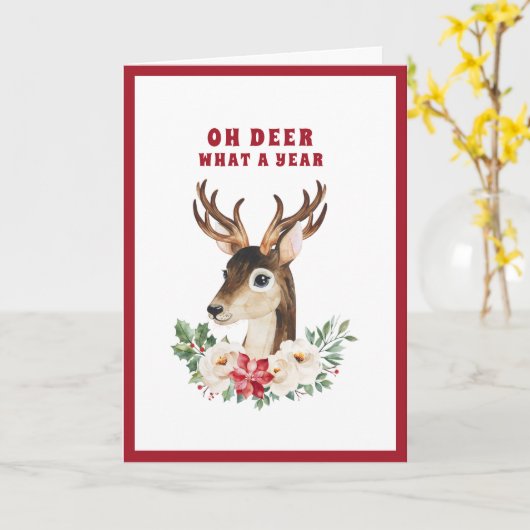 Oh Deer Wat een jaar Kerstmis Kaart (Gele Bloem)