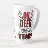 Oh Deer Wat een jaar Kerstmis Plaid Latte Mok (Rechterhoek)