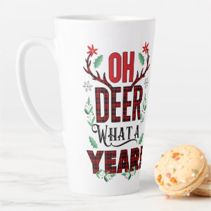 Oh Deer Wat een jaar Kerstmis Plaid Latte Mok